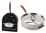 Ethos Hells Kitchen 24cm Frypan with lid Stainless Steel Red Handles  from Ethos