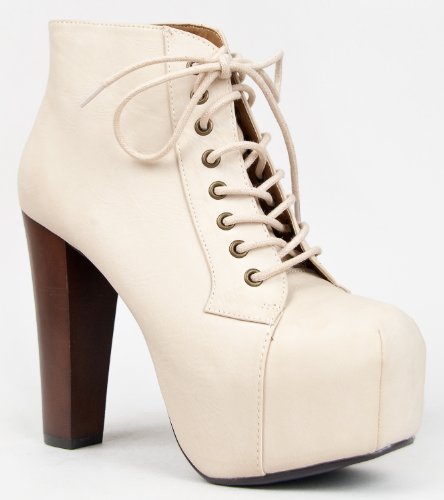 Speed Limit 98 ROSA Designer Inspired Lita Style Chunky High Heel Lace Up Ankle Boot Bootie