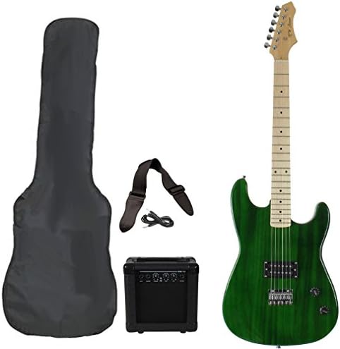 Jameson Guitars RWGT280TGR Full Size Electric Guitar Package with Amplifier Case and Starter Accessories Pack, Green