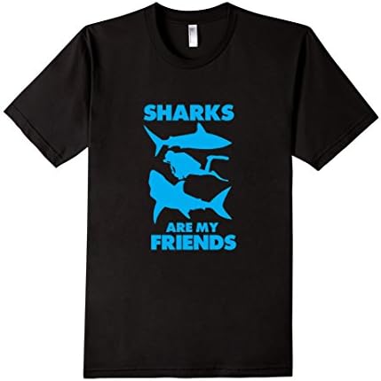 Men's Sharks Are My Friends Funny Graphic Marine T-shirt Large Black