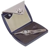 Danielle Compact Tweezer Set with Mirror, Navy Blue