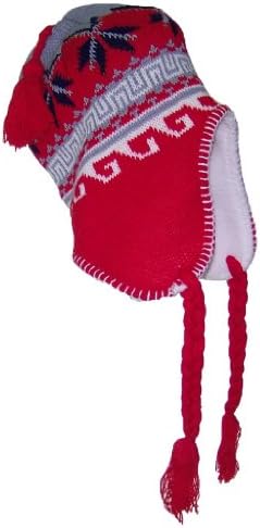 Pax Trading Kid Child Jaquard Winter Ear Flap Hat (One Size)- Red