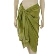 Sarong Pareo Wrap, Khaki Green Colored Paisley Lotus Flower Sheer Lightweight Cotton Print