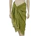 Sarong Pareo Wrap, Khaki Green Colored Paisley Lotus Flower Sheer Lightweight Cotton Print