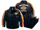 Harley-Davidson® Men's Classic Cruiser Rain Suit--Jacket and Pants. Waterproof ultra-lightweight nylon ripstop. 98245-09VM and 98246-09VM