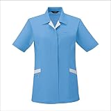 サンエス(SUN-S) レディース半袖スモック 男女ペアユニフォーム 春夏 ss-ag10773-b サックス ３Ｌ(ＸＬ)