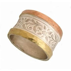 Handcrafted Golden Rose Garden Ring in 14K Gold and Sterling Silver