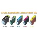 5-Pack Non-OEM Ink w/ Chip for Canon PGI-5BK CLI-8 Compatible Pixma MP500 MP530 MP600 MP800 iP4200 iP4300 iP4500 iP5200 iP5200