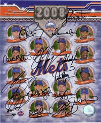 Signed Mets, New York (2008) 8x10 By The 2008 New York Mets (Oliver Perez, Johan Santana, Carlos Beltran, Endy Chavez, Moises Alou, Carlos Delgado, Jose Reyes, Pedro Martinez, David Wright, Luis Castillo, Ryan Church, John Maine, Brian Schneider and Billy Wagner Photo
