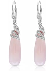 Sterling Silver Pink Chalcedony and Diamond Leverback Earrings, (0.2 cttw, H-I Color, I3 Clarity)