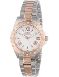 Invicta Womens 12856 Two Tone Swarovski Crystal Accented Mother of Pearl Dial Watch