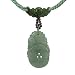 Natural Grade A Jadeite Jade and Garnet Fortune Charm Green Cord Necklace