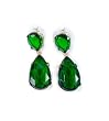Kenneth Jay Lane Emerald Drop Pierced Earrings with Gold