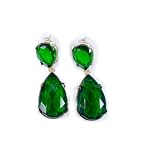 Kenneth Jay Lane Emerald Drop Pierced Earrings with Gold