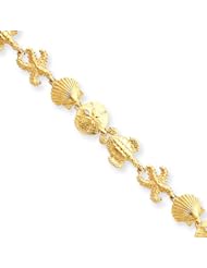 14 Karat Yellow Gold Sea Life Theme Bracelet - 7.25 Inch
