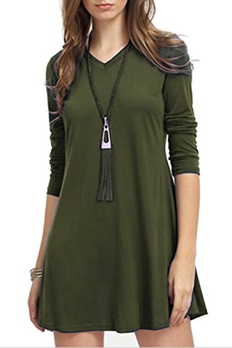 Creti Women Fashion Crew Neck Long Sleeve Loose T Shirt Tunic Dress