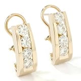 14K White or Yellow Gold Moissanite J-Hoop Earrings
