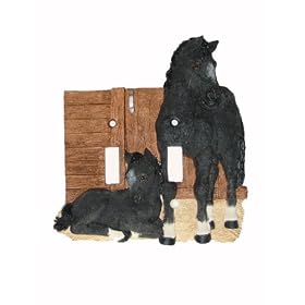 Black Horse Double Light Switch Plate Cover