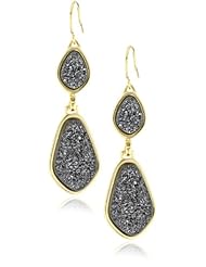Marcia Moran "Mystere" 18K Gold-Plated Black Druzy Double Organic Shape Earrings