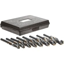 Precision Twist C8R56CO Cobalt Steel Reduced Shank Drill Bit Set with Metal Case, Black and Gold Oxide Finish, Round Shank, 118 Degree Split Point, 8 piece, 9/16" 1" x 16ths
