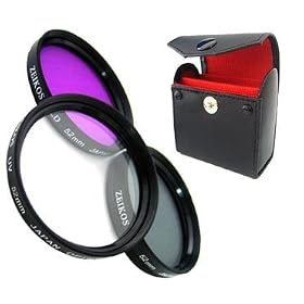 Zeikos ZE-FLK55 55mm Professional MULTI-COATED Glass Filter Kit UV Polarizer Flourescent