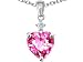 1.80 cts 14K Gold Plated 925 Sterling Silver Heart Shaped Created Pink Topaz Pendant