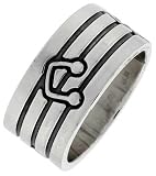 3/8 (10 mm) Sterling Silver Hand Made Ring with Musical Note
