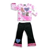 Rubbies - Toddler Girls Long Sleeve Tie Dye Pant Set, Pink, Black