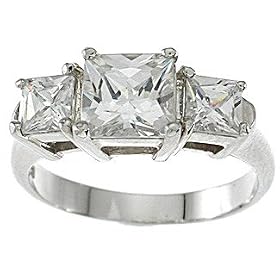Buy 925 Sterling Silver 3 Stone CZ Ring Sizes 5-9 by Element Jewelry & Accessories