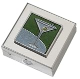 Green Martini Small Pill Box - Polished w/Mirror
