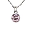 Pink Sapphire Cubic Zirconia 1ct 6.5mm Solitaire Bezel Platinum Overlay CAREFREE Sterling Silver Pendant Necklace
