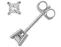 Diamond Solitaire Stud Earrings: 14K White Gold 1/5 Carat (ctw) Princess Cut Diamond (Certified)