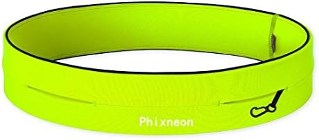 Phixneon Fashion Running Belt, Fitness Belt for Men and Women- Great to hold iPhone 6(plus), Sumsung Cellphones, Keys& Cards, Waist Pack for Gym Workouts, Cycling, Walking, Travel (Neon Yellow, L)