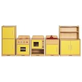 Ecr4kidsWoodenCraftPlayKitchenColorfulEssentials5piecesetinYellow