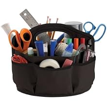 Find It Supply Caddy, 8.75 x 12 Inches, Canvas, 6 Pockets, 6 Compartments, 10 Storage Loops, Black (FT07201)