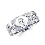 New 14k White Gold Mens Diamond Solitaire Wedding Ring Band .33ct