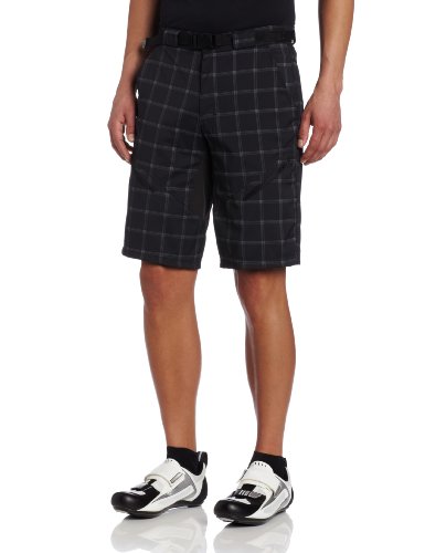 Zoic Men's Black Market Plaid Bike Shorts with RPL Essential Liner, Black Square, Large On Sale