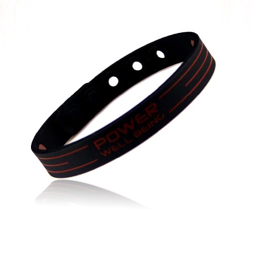 Power Ionics New Power Titanium 2000 Ionic Ion Sports Energy Wristband Bracelet 6 Color Ur Choice (Black/Red)