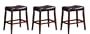Stunning 3 24" Saddle Back Espresso & Cherry Legs Wooden Bar Stools