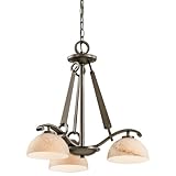Kichler Lighting 42353SWZ Garland 3-Light Chandelette, Shadow Bronze with Umber Shadow Swirl Glass