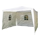 Pavillon 3 x 3 m, PE-Plane, Partyzelt weiß + 4 Seitenteile