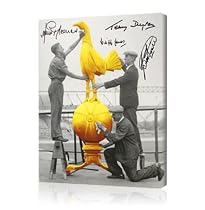 White Hart Lane Cockerel - Vertical canvas signed by Terry Dyson, Jimmy Greaves, Cliff Jones and Bobby Smith