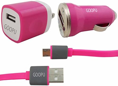 GOOPU 3.3 Feet lightning to usb and micro usb 2-in-1 cable with wall charger & car charger for iPhone 5/5s/ 5c/6/6 plus/iPods,Samsung Galaxy Note 2/4/Edge,S3/S4/S6/S8 Edge(Rose)