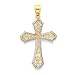 14k & Rhodium Filigree Cross Pendant title=