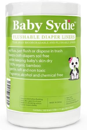 Premium Flushable Diaper Liners - Disposable/Biodegradable Diaper Inserts for Reusable Cloth Baby Diapers - Keeps Cloth Diapers Soil Free - No Fuss Just Flush - Made From Soft Unscented Durable Organic Bamboo - Satisfaction Guaranteed!