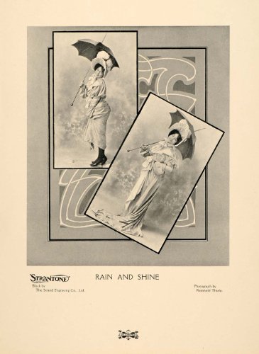 1907 Print Reinhold Thiele Art Nouveau Umbrella Lady Decorative Design Fashion - Original Halftone Print