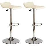 2x Barhocker, Barstuhl - PU, creme