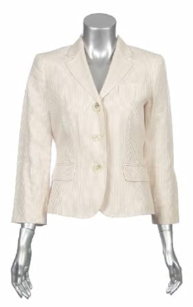 Lauren by Ralph Lauren Stripe Linen Blazer 8P Pink White [Apparel]