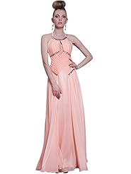 Cocktail Floor Length  Chiffon Halter Evening Dress/Homecoming Dress/Prom Dress/Wedding Party Dress  With Rhinestones