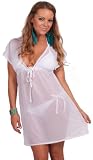 Short Sleeve Sheer Beach Swimsuit Cover Up Drawstring V Neck Summer Dress